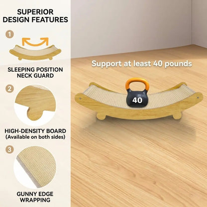 Natural Fiber Cat Scratching Bed, Durable Cat Scratch Board, Large Cat Claw Pad, Prevents Furniture Damage, Wooden Pet Home Decor, Natural Sisal Scratcher