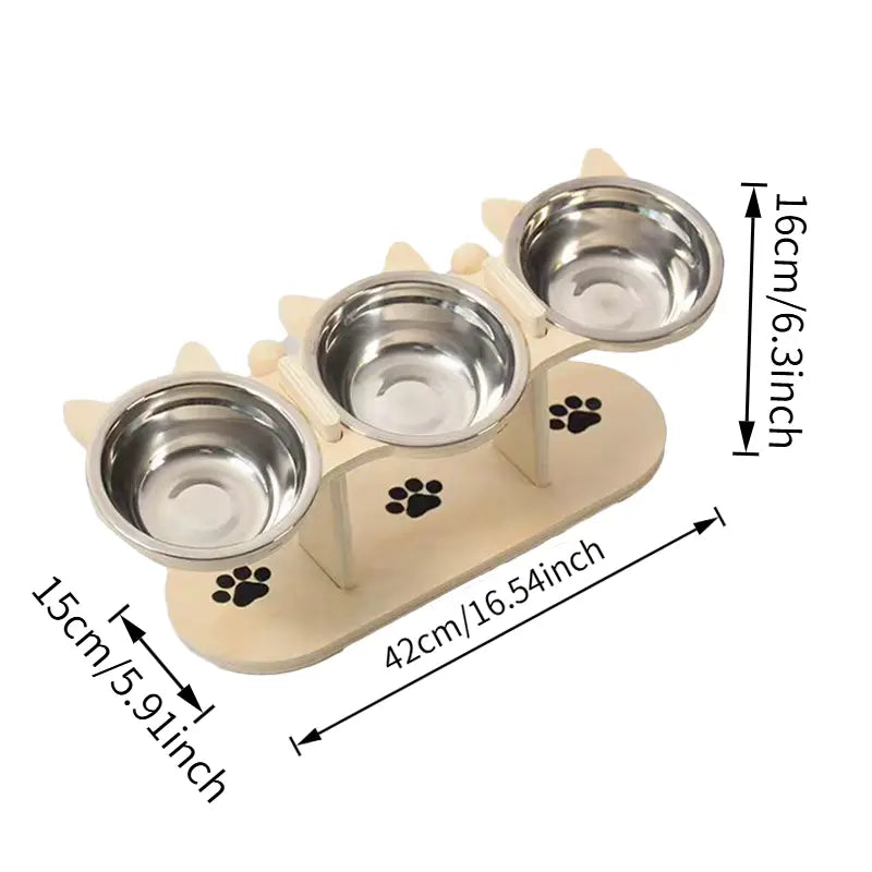 Multi-Layer Elevated Cat Feeder with Stainless Steel Food & Water Bowls, Adjustable Height Design, Includes 3 Stands, Easy-To-Assemble & Portable, Ideal for Multiple Cats, Feeding Supplies for Pet Lovers,Back to School