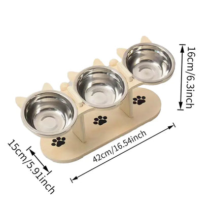 Multi-Layer Elevated Cat Feeder with Stainless Steel Food & Water Bowls, Adjustable Height Design, Includes 3 Stands, Easy-To-Assemble & Portable, Ideal for Multiple Cats, Feeding Supplies for Pet Lovers,Back to School
