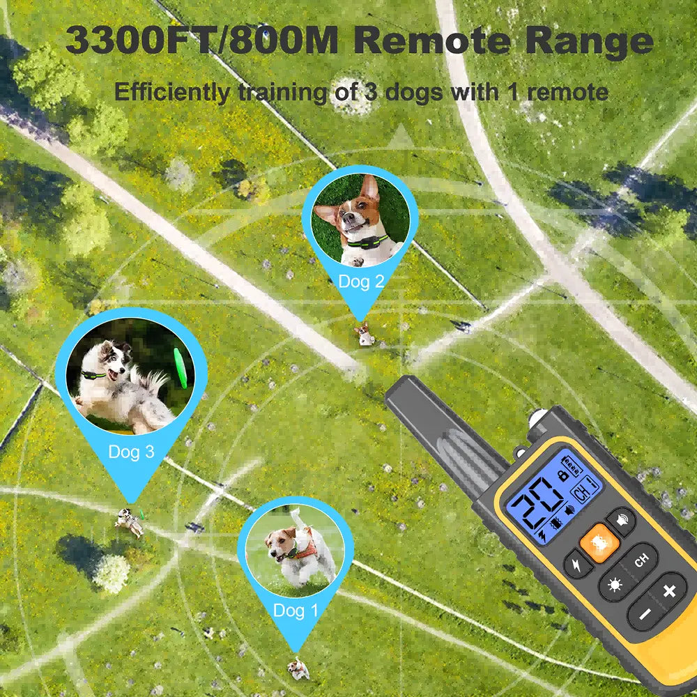 Remote-Controlled Dog Training Collar - 3300Ft Range Training Gear for 10-120Lbs Small, Medium, Large Dogs, Comfortable Lightweight Nylon Construction, IP67 Waterproof, Precise Control, 4 Effective Modes: Buzzing, Training Aid, 10-120 Lbs