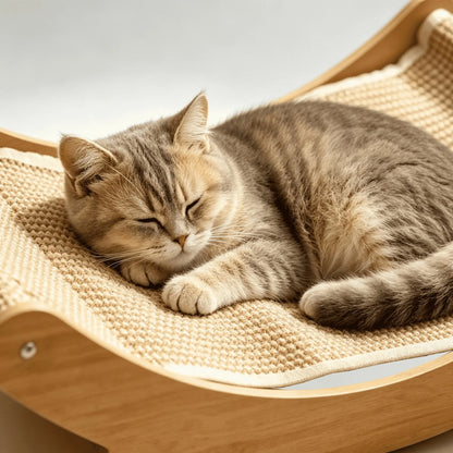 Natural Fiber Cat Scratching Bed, Durable Cat Scratch Board, Large Cat Claw Pad, Prevents Furniture Damage, Wooden Pet Home Decor, Natural Sisal Scratcher