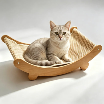 Natural Fiber Cat Scratching Bed, Durable Cat Scratch Board, Large Cat Claw Pad, Prevents Furniture Damage, Wooden Pet Home Decor, Natural Sisal Scratcher