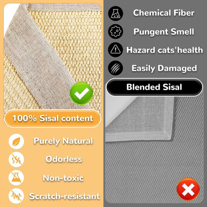 Natural Fiber Cat Scratching Bed, Durable Cat Scratch Board, Large Cat Claw Pad, Prevents Furniture Damage, Wooden Pet Home Decor, Natural Sisal Scratcher
