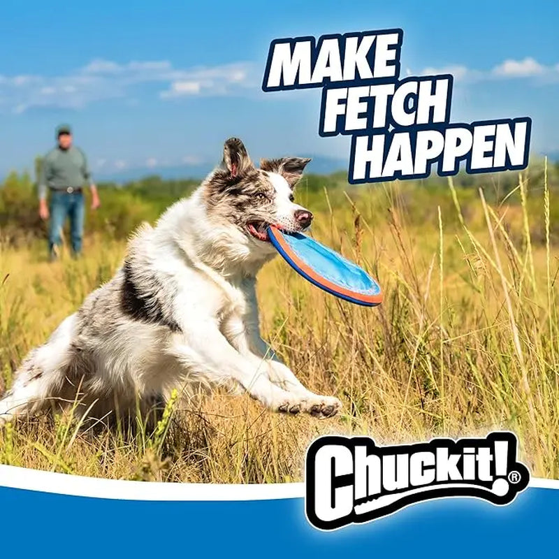 Chuckit! Paraflight Flying Disc Dog Toy - Water Floating Flyer - Durable Nylon Construction with Soft Rubber Edges - for Medium and Large Dogs - Size Large - 9.75" L X 9.75" W - Pack of 1