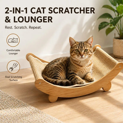 Natural Fiber Cat Scratching Bed, Durable Cat Scratch Board, Large Cat Claw Pad, Prevents Furniture Damage, Wooden Pet Home Decor, Natural Sisal Scratcher