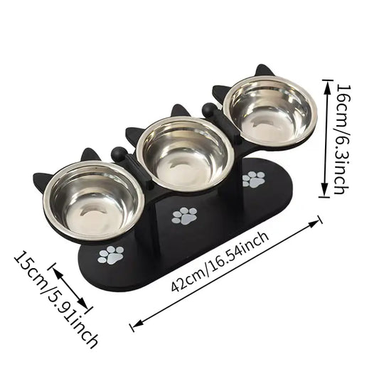 Multi-Layer Elevated Cat Feeder with Stainless Steel Food & Water Bowls, Adjustable Height Design, Includes 3 Stands, Easy-To-Assemble & Portable, Ideal for Multiple Cats, Feeding Supplies for Pet Lovers,Back to School
