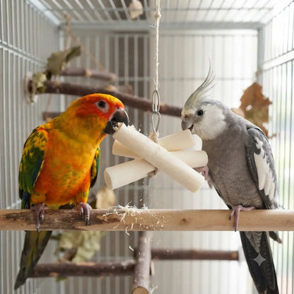 6-Pack Natural Tongcao Bird Chewing Sticks, Safe Parrot Accessories for Small Birds, Shredding Fun Toy, Healthy Beak Care Tool, Practical Enrichment