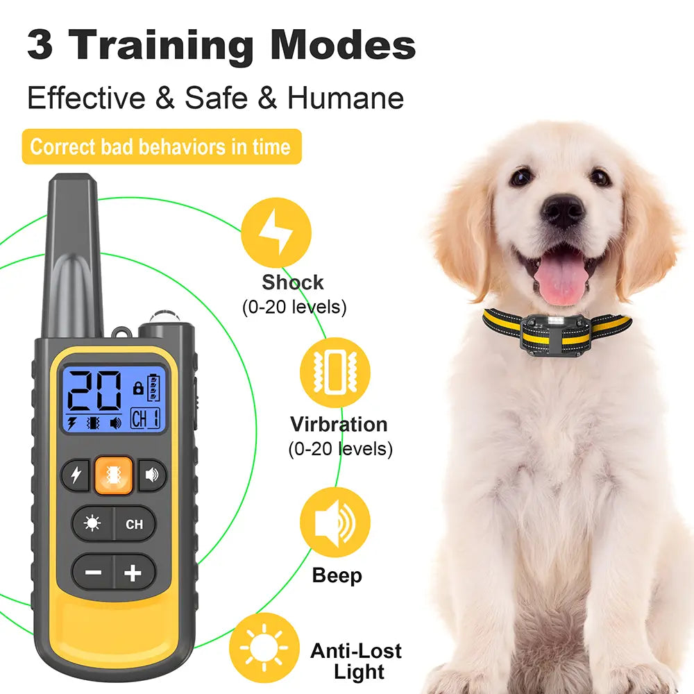 Remote-Controlled Dog Training Collar - 3300Ft Range Training Gear for 10-120Lbs Small, Medium, Large Dogs, Comfortable Lightweight Nylon Construction, IP67 Waterproof, Precise Control, 4 Effective Modes: Buzzing, Training Aid, 10-120 Lbs
