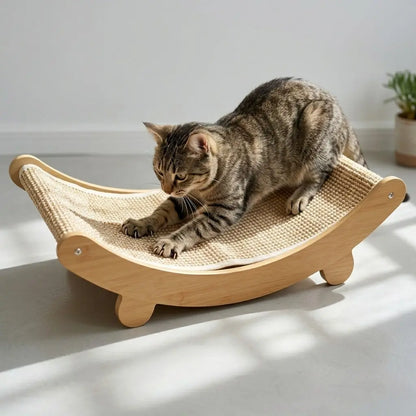 Natural Fiber Cat Scratching Bed, Durable Cat Scratch Board, Large Cat Claw Pad, Prevents Furniture Damage, Wooden Pet Home Decor, Natural Sisal Scratcher