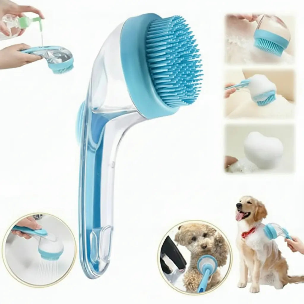 2026 New Universal 2-In-1 Pet Bath & Grooming Deshedding Brush with Built-In Soap Dispenser, 8In×3In×4In Gentle Massage Aid for Dogs & Cats, Enhances Beauty/Hair Care, Saves Dry Shampoo, Bathing